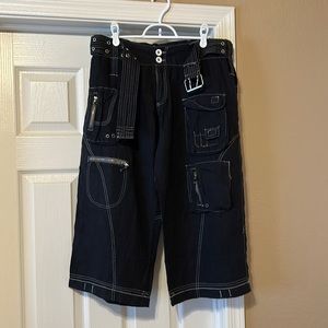 Johnny Was Black Cropped Cargo Pants